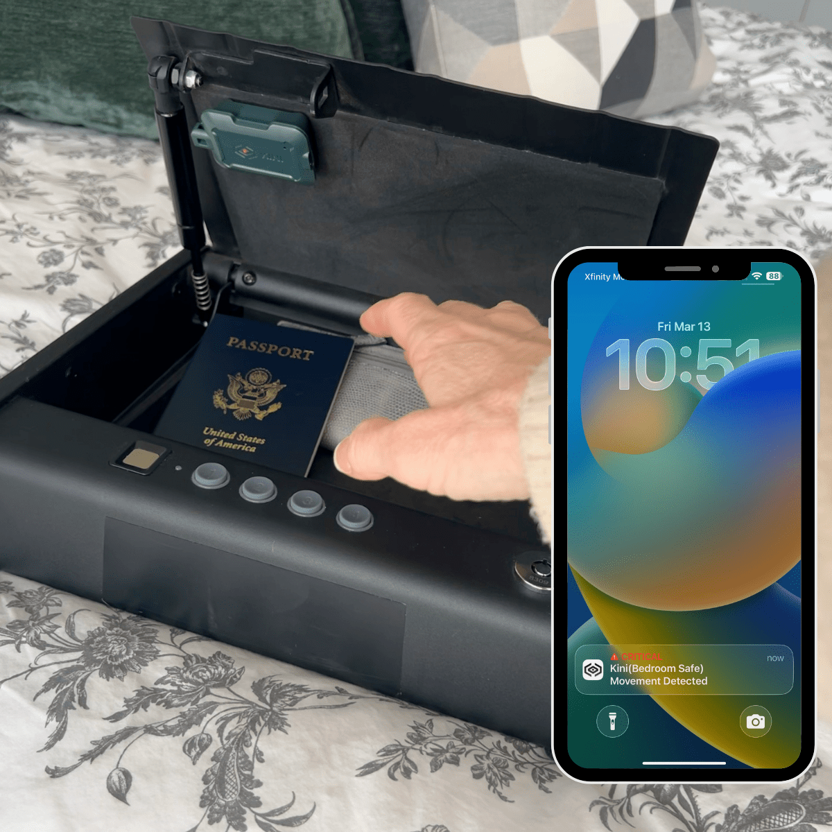 Kini SafeAlert - Wi - Fi Tamper Alert Device with Real - Time SMS, Email & Push Notifications - Kinisium LLC