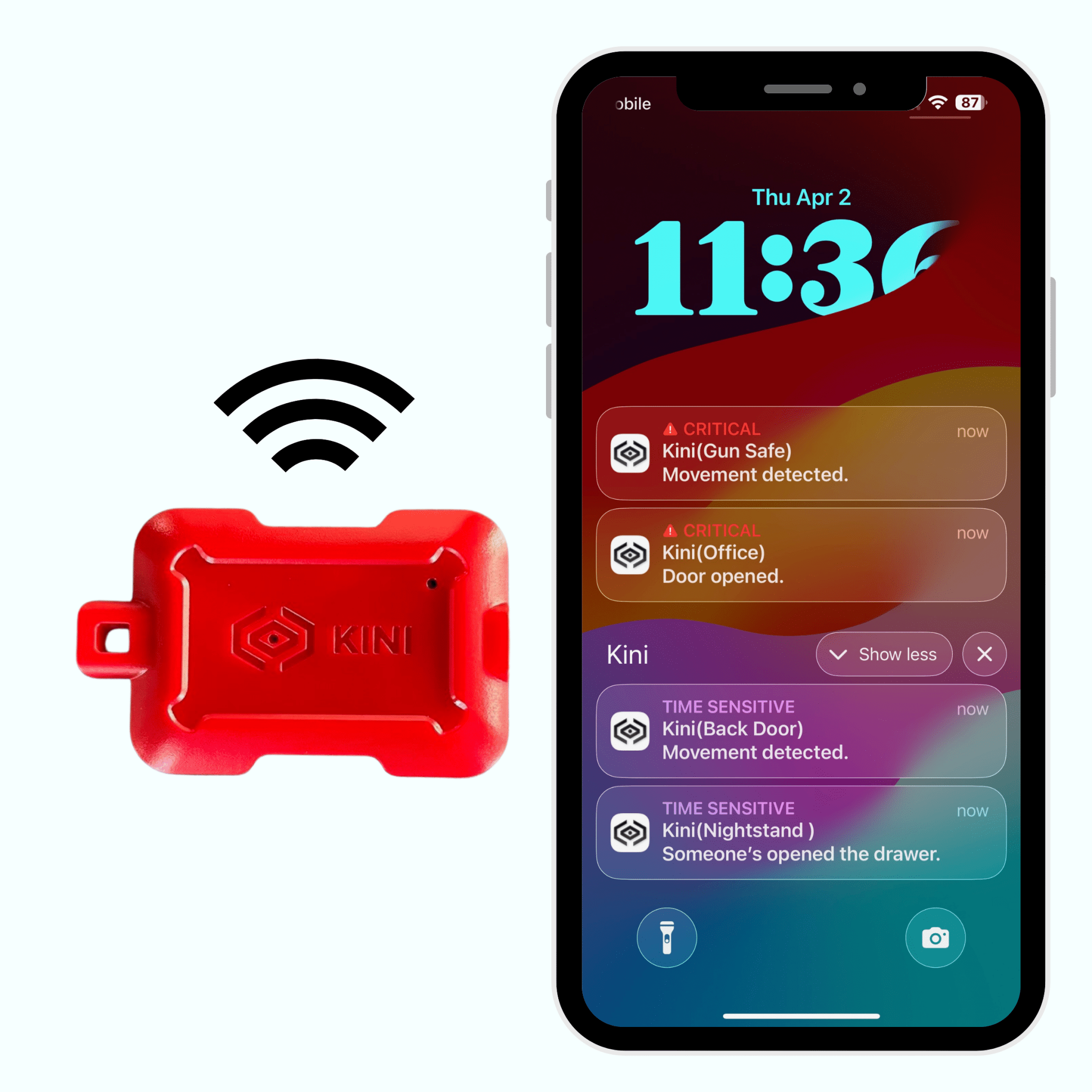 Kini SafeAlert - Wi - Fi Tamper Alert Device with Real - Time SMS, Email & Push Notifications - Kinisium LLC